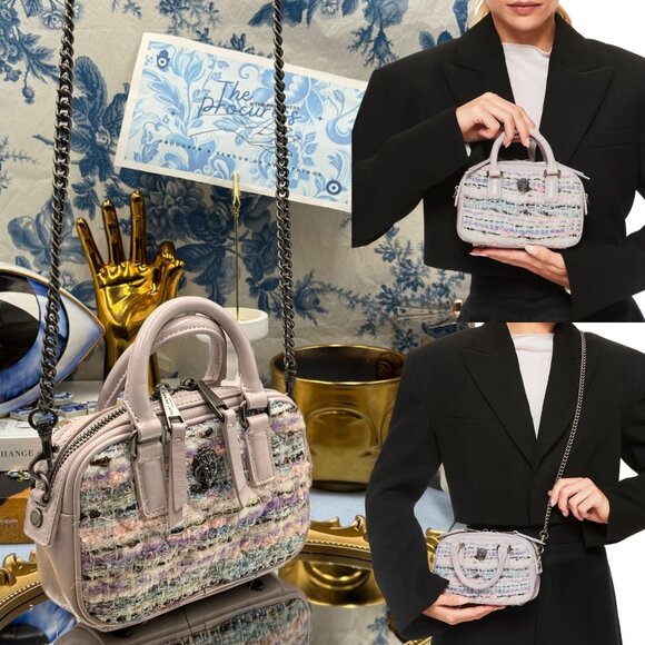 🆕 KURT GEIGER LONDON 🧿 NWOT XS Kensington Duffle, Lilac Tweed - Picture 1 of 14